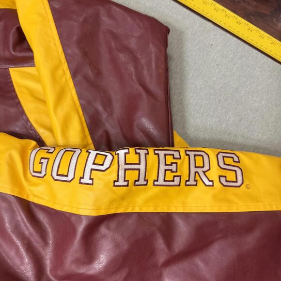 Steve & Barry’s Minnesota Golden Gophers Bomber Jacket Faux Leather Coat Mens XL - Picture 5 of 9